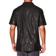 thumbnail image 3 of INSPIRE CHIC Sequins Shirts for Men's Retro Button Down Short Sleeve Party Glitter Shirt L Black, 3 of 6