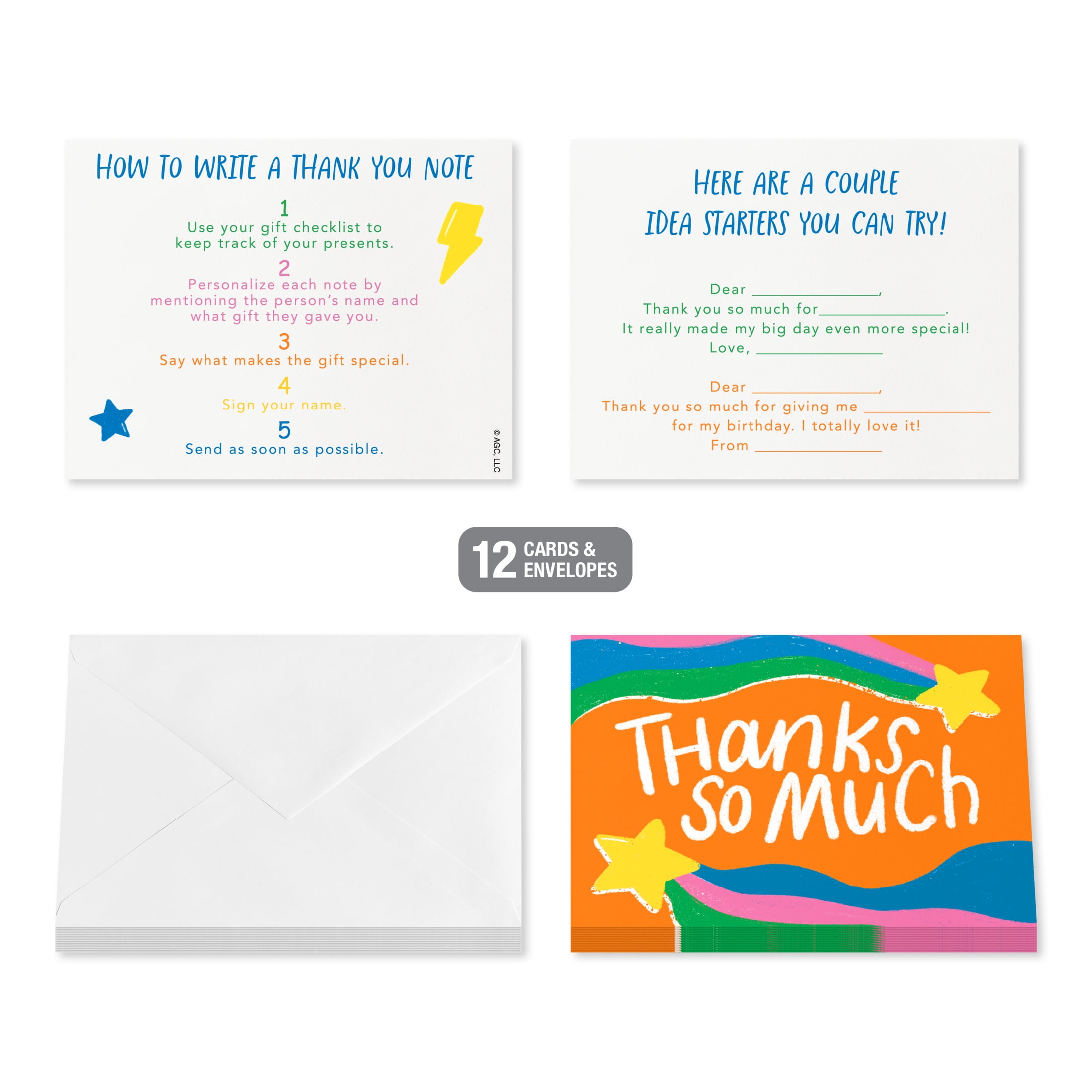 American Greetings Birthday Card Bundle for Kids, Unicorn, Balloons, Cake, Smiles (4-Designs, 12-Count)