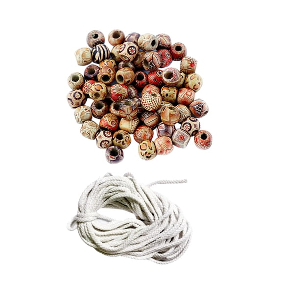 100pcs Redondas de Madera DIY Regalo Cadena Collar Joyas Perlas 12mm + 5mm 10 Metros Cuerda Hilo de Sunnimix Cuentas de madera