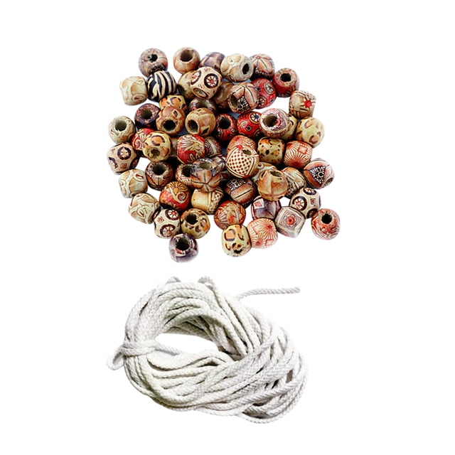 100pcs Redondas de Madera DIY Regalo Cadena Collar Joyas Perlas 12mm + 5mm 10 Metros Cuerda Hilo de Sunnimix Cuentas de madera