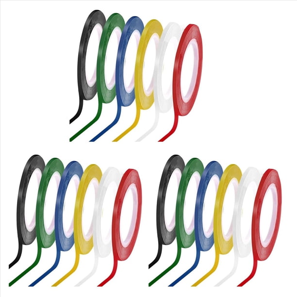 18 Rollos de Cinta para Pizarra de 1/8, Cinta Fina para Pizarra con Líneas, Cinta Artística de Borrado en Seco A Rayas, Cinta Eléctrica, 108 Pies por Rollo
