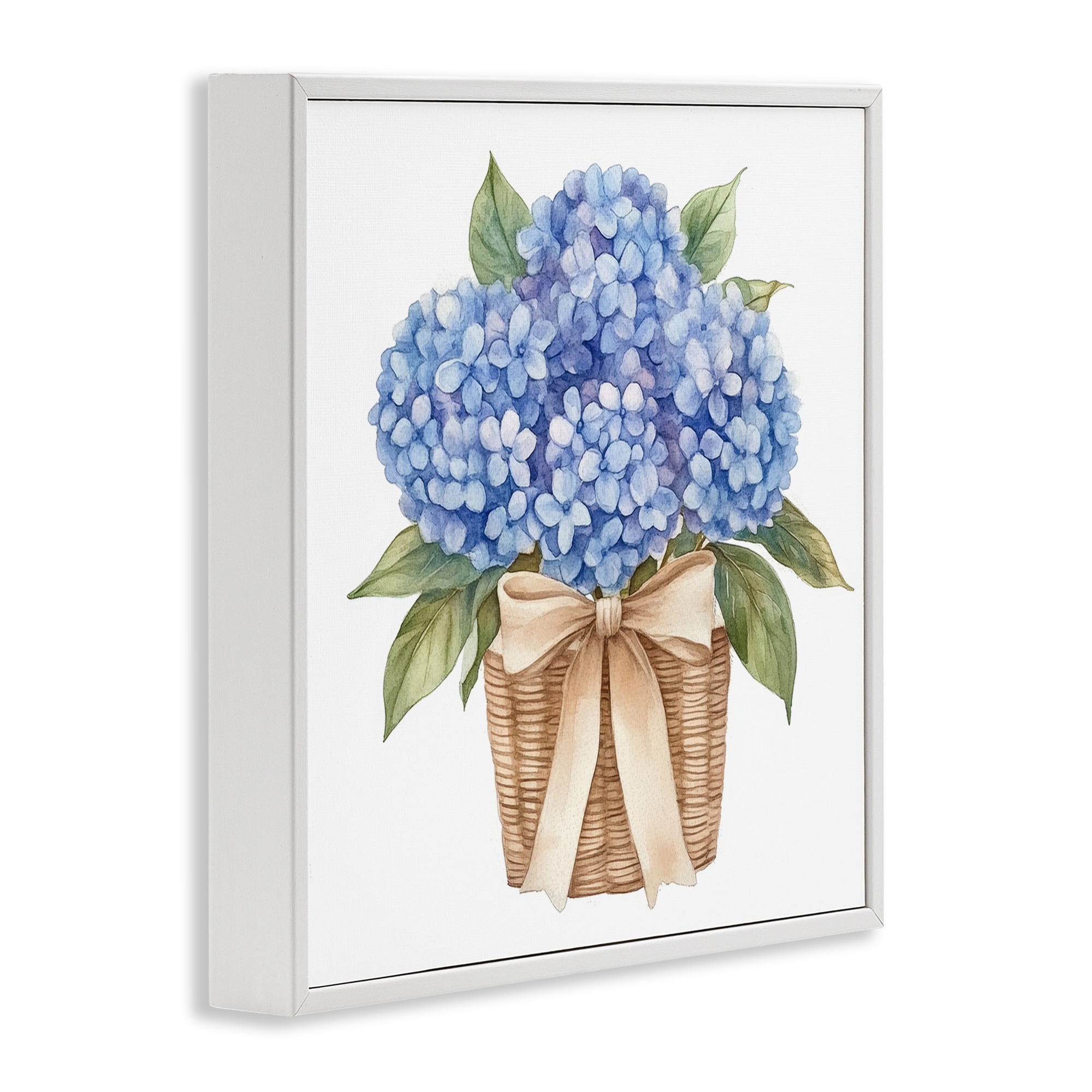 Stupell Industries Blue Hydrangea Picnic Basket White Framed Giclee Art, design by Petal Prints Design