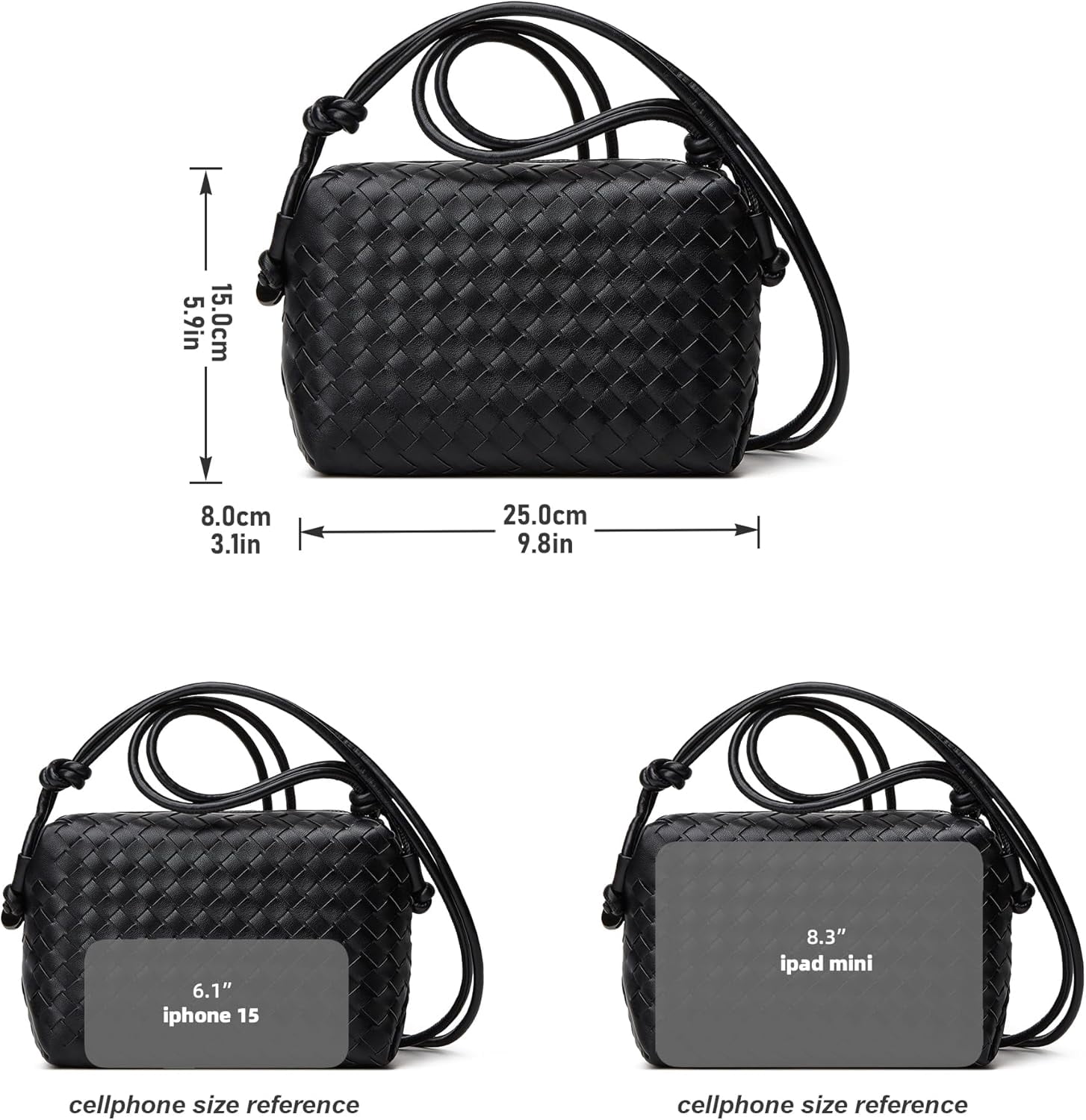 Woven Crossbody Bags for Women: Vegan Leather Handbag - Handwoven Small Purse - Trendy Shoulder Bag