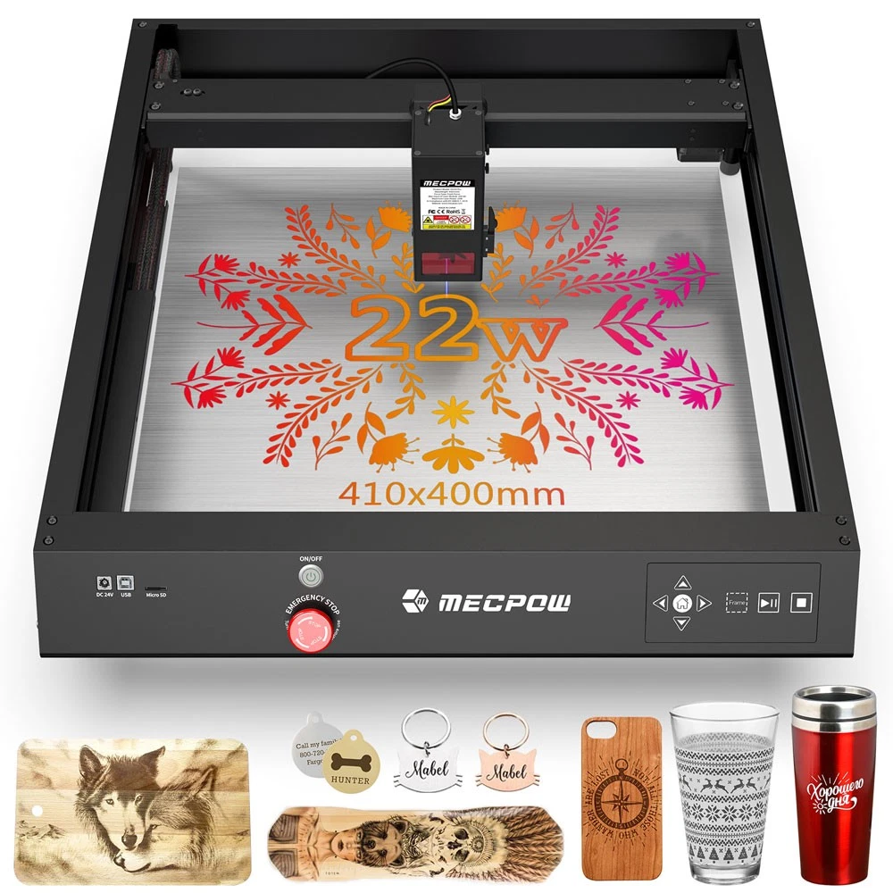 X4 Laser Engraver, 22W High Accuracy, 16.14" x 5.75" Working Area, Cutter Machine for Wood Metal Acrylic Leather DIY