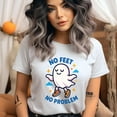 thumbnail image 2 of No Feet No Problem Shirt | Funny Ghost Graphic Tee | Unisex Casual T-Shirt, Azalea, Size S, 2 of 6