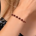 thumbnail image 3 of Gem Stone King 18K Rose Gold Plated Silver Red Garnet Tennis Bracelet for Women (6.96 Cttw, Gemstone January Birthstone, Oval 7X5MM, Fully Adjustable up to 9 inch), 3 of 6