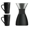 ASOBU 32-Ounce PourOver Insulated Coffee Maker & Tea Time Mug (Black), 2 Pack