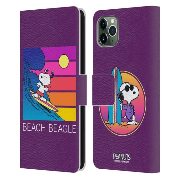 Head Case Designs Officially Licensed Peanuts Snoopy Aloha Disco Beach Beagle Leather Book Wallet Case Cover Compatible with Apple iPhone 11 Pro Max
