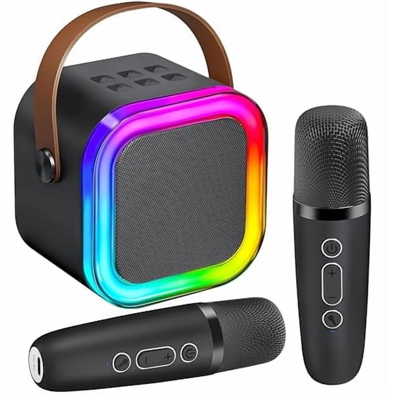 KTV Machine for Kids,High Sound Quality with Easy Connectivity (Black - 2 Mics)