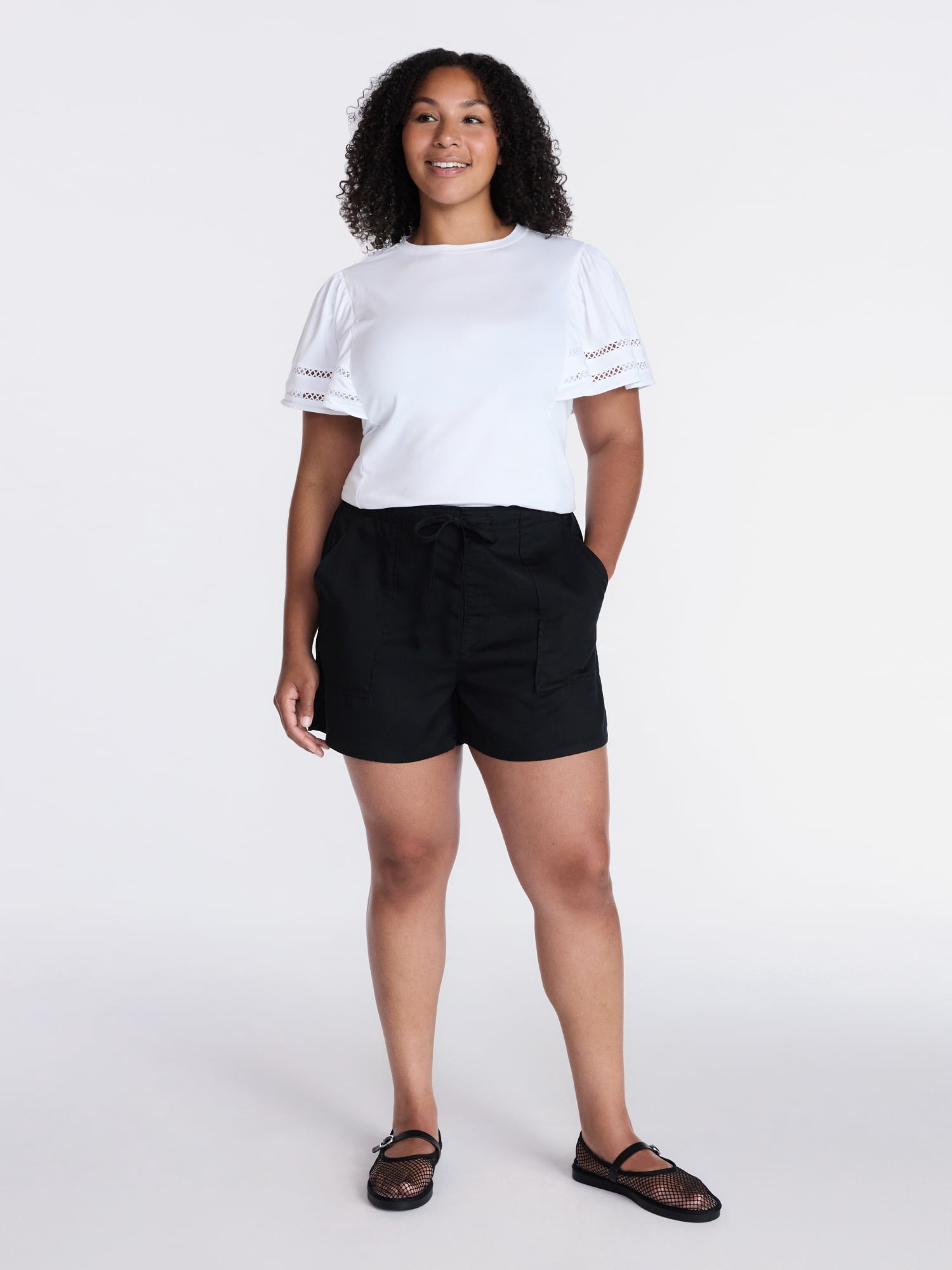 Time and Tru Women's Soft Utility Shorts, 4" Inseam, Sizes XS-XXXL