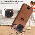 thumbnail image 6 of Case for iPhone 16 Pro Max Wallet with Credit Card Holder & Finger Ring Kickstand, Premium PU Leather Slim Cover Shockproof Scratch Resistant Full Protection Phone Case for iPhone 16 Pro Max, Brown, 6 of 10