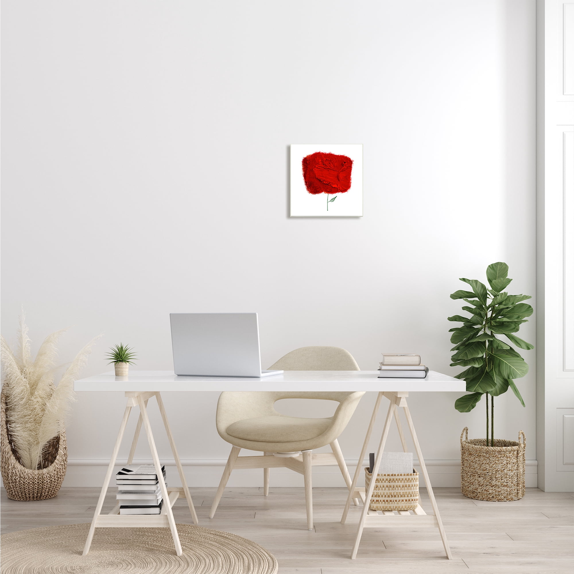 Stupell Industries Nerudo Rose Abstract Interpretation Modern Red Floral Botanical & Floral Painting Unframed Art Print Wall Art, 12 x 12