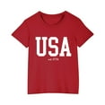 thumbnail image 2 of BRGZLK Kids 4Th Of July Cotton Shirts Boys Girls Independence Day Letter Printed Top Soft Cozy Round Neck Short Sleeve T-Shirt Red 9-10 Years, 2 of 6