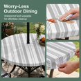 thumbnail image 5 of Round Outdoor Tablecloth with Umbrella Hole and Zipper, Grey Striped Tablecloth with Elastic Waterproof, Modern Farmhouse Geometric Thine Stripes Patio Table Covers for 55" - 60" Picnic Pool Tables, 5 of 9