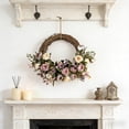 thumbnail image 4 of 16.54 Inch Artificial Daisy Wreath with Lavender Accents Rustic Floral Wreath for Front Door Wall Decor Spring Summer Home Wedding Farmhouse Decor, 4 of 6