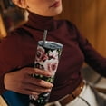 thumbnail image 4 of Floral Tumbler 20oz sunflower tumbler Flower Tumblers Skinny Stainless Steel Double Wall Plant Cups Insulated Travel Coffee Mug Tumbler for Women Rose Cup with Lids, 4 of 6