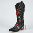 thumbnail image 7 of Rokment Flower Wide Calf Cowboy Boots for Women 2025 Fall Winter Fashion Embroidered Knee High Western Cowgirl Tall Boots Black Size 6, 7 of 7