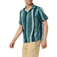 thumbnail image 4 of MODA NOVA Big & Tall Men's Vertical Striped Shirt Short Sleeve Hawaiian Shirt Green 3XLT, 4 of 5