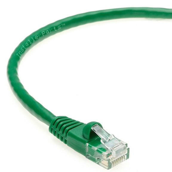 InstallerParts (5 Pack) Ethernet Cable CAT5E Cable UTP Booted 5 FT - Green - Professional Series - 1Gigabit/Sec Network / Internet Cable, 350MHZ