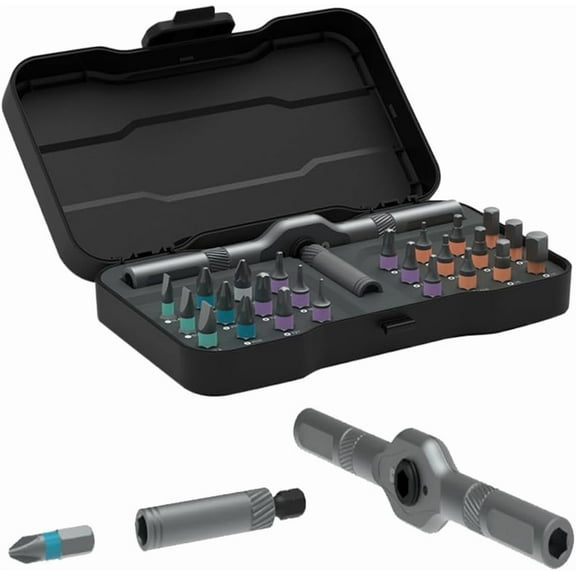 24 in 1 DIY Screwdriver Set, Ratchet Screwdriver Set Magnetic with Detachable Ratchet Handle, Multi-Purpose Mini Screwdriver Kit for DIY, for DIY, Electronics, Watch & Home Repair