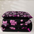 thumbnail image 5 of Feelyou Cute Bow Skull Twin Comforter Sets, Sugar Gothic Halloween Bedding Set, Black Pink, Black Reversible, 2 Pieces, 1 Comforter and 2 Pillowcases, 5 of 7