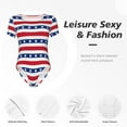 thumbnail image 4 of Saiise Pyjama à Manches Courtes pour Femmes Motif Étoiles et Rayures Patriotiques Américaines, Justaucorps Extensible à Col Rond avec Fermeture à Pression-Moyen, 4 of 7
