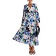 thumbnail image 1 of Vestido PRETTYGARDEN Floral Negro y Azul Talle XXL, 1 of 9
