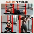thumbnail image 7 of Red Adjustable Power Cage, 1200 LBS Capacity Multi-Functional Squat Rack with 14 Holes, Anti-Slip Base and Training Attachments for Home Gym, 7 of 7