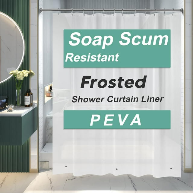 AmazerBath Forro para cortina de ducha, 72 x 72, forro transparente para cortina de ducha, forro de plástico impermeable, linda cortina de ducha ligera de PEVA para baño con 3 imanes y 12 ojales de me