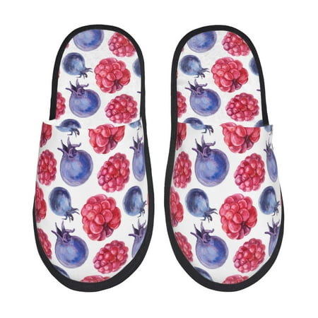 

House Slippers for Women and Men red blue berry Comfy Fuzzy Bedroom Slippers Furry Home Shoes for Indoor Outdoor