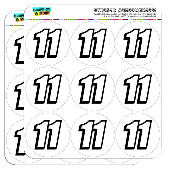 11 Number Eleven 2" Scrapbooking Crafting Stickers
