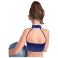 thumbnail image 2 of Zaldita Kids Girls Ballet Dance Crop Tank Top Gymnastics Yoga Sports Top Shiny Rhinestone Shirt for Stage Performance Navy Blue 12, 2 of 5