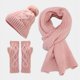 thumbnail image 3 of Conjunto de 3 piezas de gorro, bufanda y guantes de punto con retorcimientos de masa frita para abrigar a las mujeres en otoño e invierno, 3 of 6