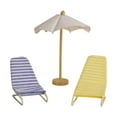 thumbnail image 1 of 3 sillas de playa y sombrilla a escala 1/12, hechas a mano, modelo en miniatura, muebles. Amarillo azul, 1 of 9