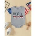 thumbnail image 2 of Wassery Independence Day Baby Boys Jumpsuit Casual Summer Letter/ Baseball Print Short Sleeve Romper for 3M 6M 12M 18M Newborn Infant 4th of July Celebrate Outfits, 2 of 8