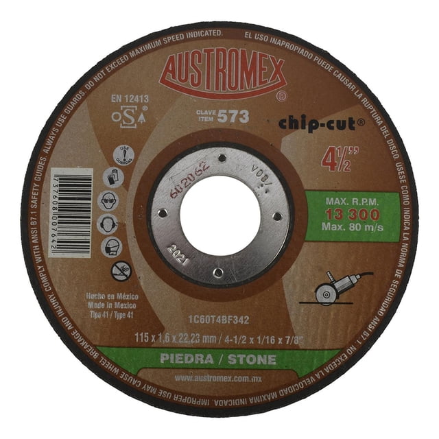 Disco Abrasivo Para Piedra Austromex 4.5" Carburo De Silicio