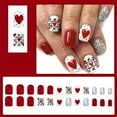 thumbnail image 3 of Uñas Cortas Cuadradas Brillantes Color Dulce Corazón Diseño 24 Piezas Wearable Nails Art, 3 of 8