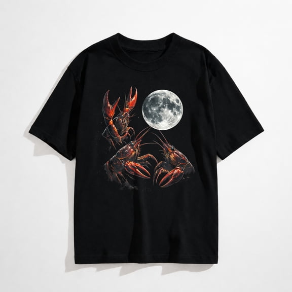 Three Crawfish Moon Galaxy Space Retro Animal T-Shirt
