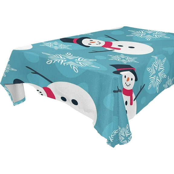 SKYSONIC Christmas Snowman Tablecloth Waterproof Washable Polyester Square Table Cover Durable Tablecloth for Kitchen Dining Table Party Decor (60 X 120 Inch)