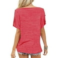 thumbnail image 3 of QAFOPEH Women Heart Graphic Cold Shoulder Short Sleeve Button T-Shirt, 3 of 3
