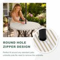 thumbnail image 4 of Round Outdoor Tablecloth with Umbrella Hole and Zipper, Thin Beige Striped Tablecloth with Elastic Waterproof, Farmhouse Modern Stripes Patio Table Covers for 36" - 44" Picnic Pool Tables, 4 of 9