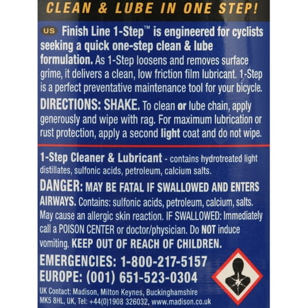(即納)FINISH LINE フィニッシュライン 1-Step Cleaner &amp; Lubricant 1ステップ クリーナー＆ルーブ 120ml(TOS04001)(0036121005037)