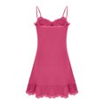thumbnail image 6 of Nightgowns for Women Soft Pajama Dress Lace Trim Deep V Neck Spaghetti Strap Sleep A-line Mini Dresses (L, Hot Pink), 6 of 7