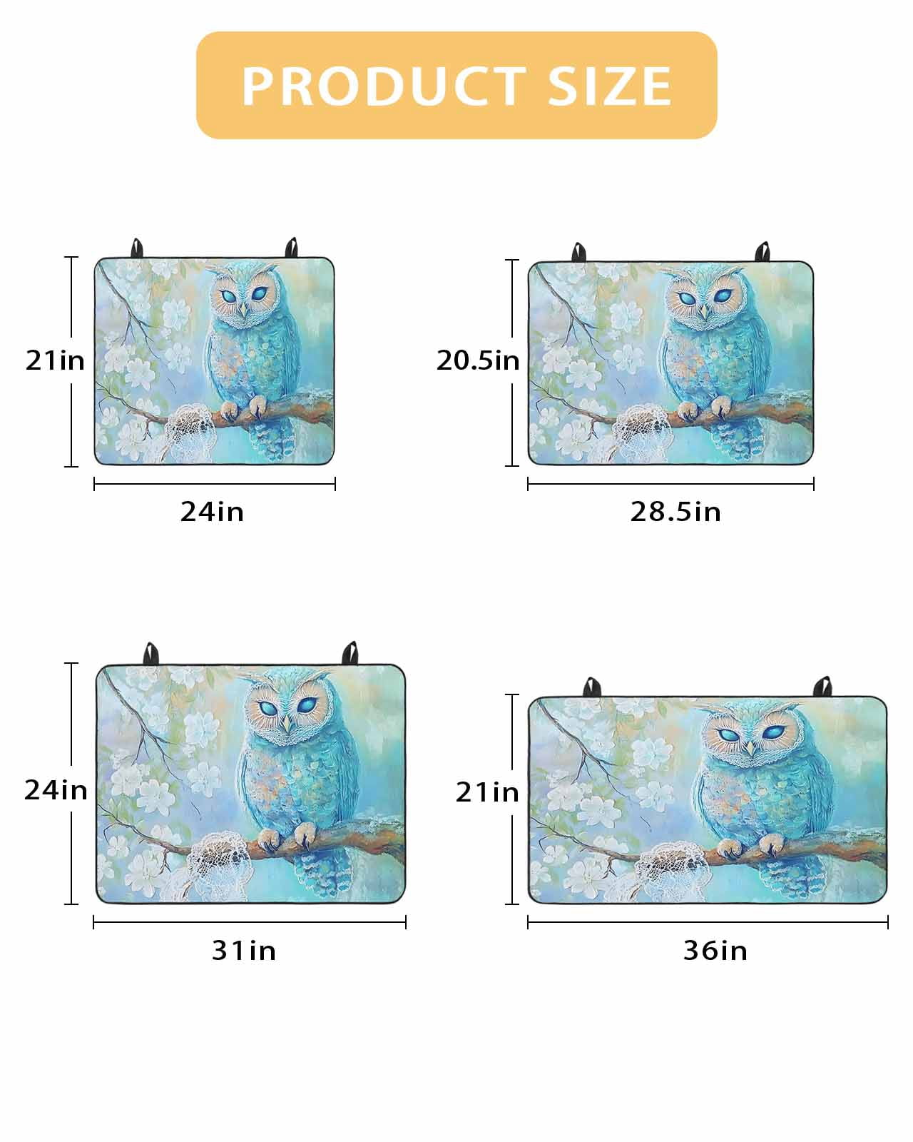 nqOlkjepod Large Induction Cooktop Protector Mat 36"x21", Teal Blue Owl Stove Top Covers for Electric Stove, Modern Flowers Birds on Branch Decorative Stove Burner Cover Mats, Glass Top Stove Cover