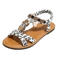 thumbnail image 5 of Rokment Leopard Flat Dress Sandals for Women Fashion Boho Beaded Elastic Ankle Strap Walking Slip on Beach Casual Slingback Summer Shoes 2026, 5 of 7