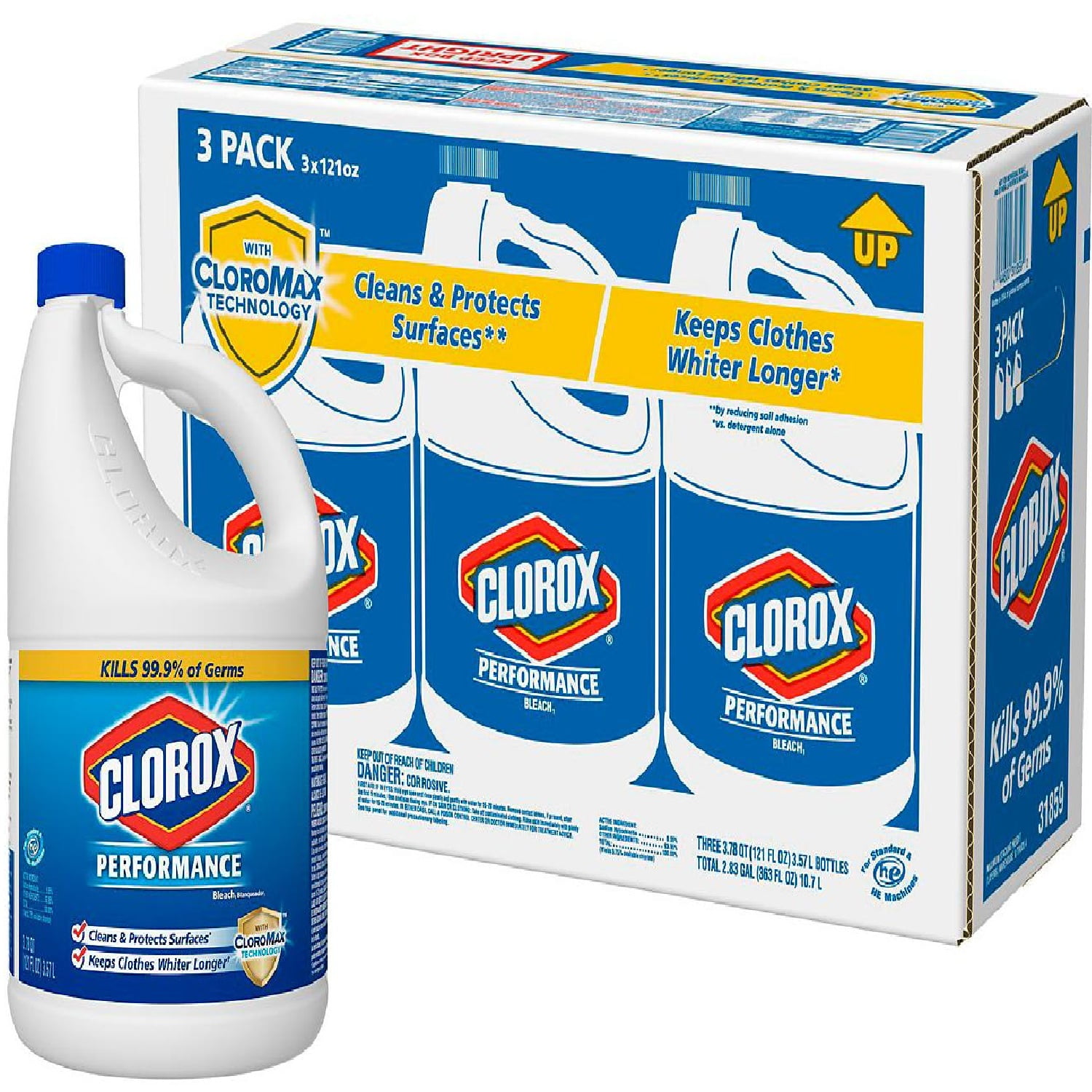 When Does Bleach Get Good 3 Pack,Clorox Performance Bleach with Cloromax scent-Regular, 121 Ounce