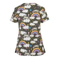 thumbnail image 2 of RKSTN Women Short Sleeve V-neck Tops Working Uniform Cartoon Print Blouse, 2 of 3