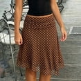 thumbnail image 2 of Arlun Womens Polka Dot Midi Skirt Vintage Asymmetrical Ruffle Hem Sheer Mesh Retro Knee Length Skirts Fashion Going out Summer Breathable Casual Skirt with Double Layer Brown XL, 2 of 4