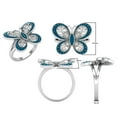 thumbnail image 4 of Dazzlingrock Collection 0.30 Carat (ctw) Round Blue & White Diamond Butterfly Cocktail Right Hand Ring for Women in 925 Sterling Silver, Size 7.5, 4 of 6