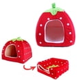 thumbnail image 6 of Scmkd Strawberry-Shaped House Pet Kennels With Fleece, Suitable For Cats & Medium, Small Dogs, 6 of 14